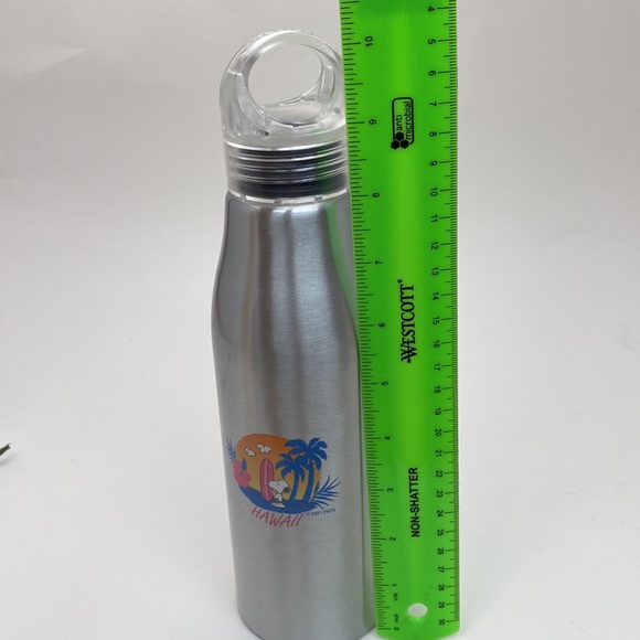 Snoopy Hawaii bottle with screw cap NWT! Silver with Snoopy surfboard design - Picture 11 of 13